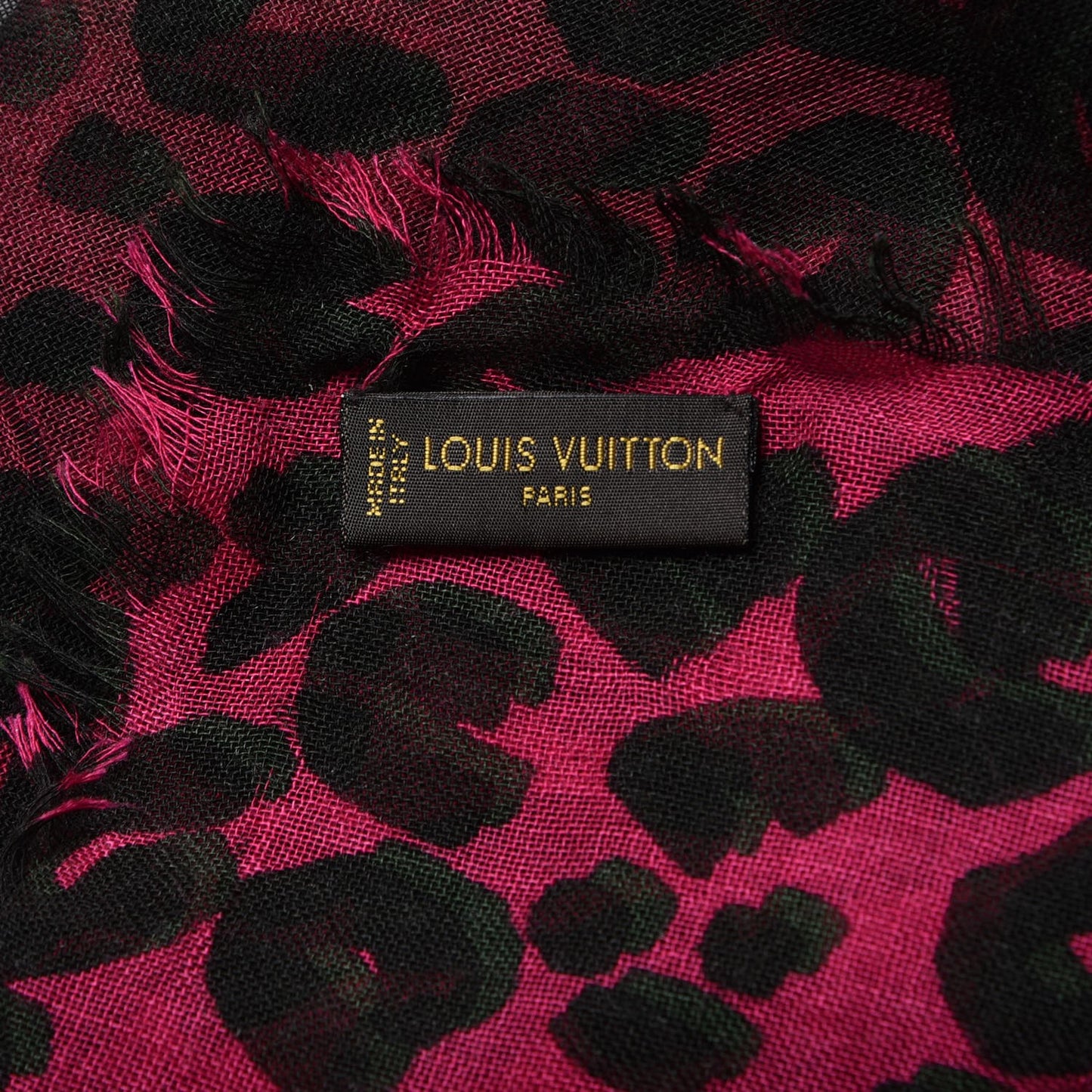 Cashmere Silk Leopard Blurry Leo Stole Kaki