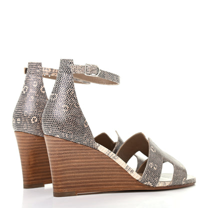 Hermes Lizard Legend Wedge Sandals 36 Ombre 3 of 5