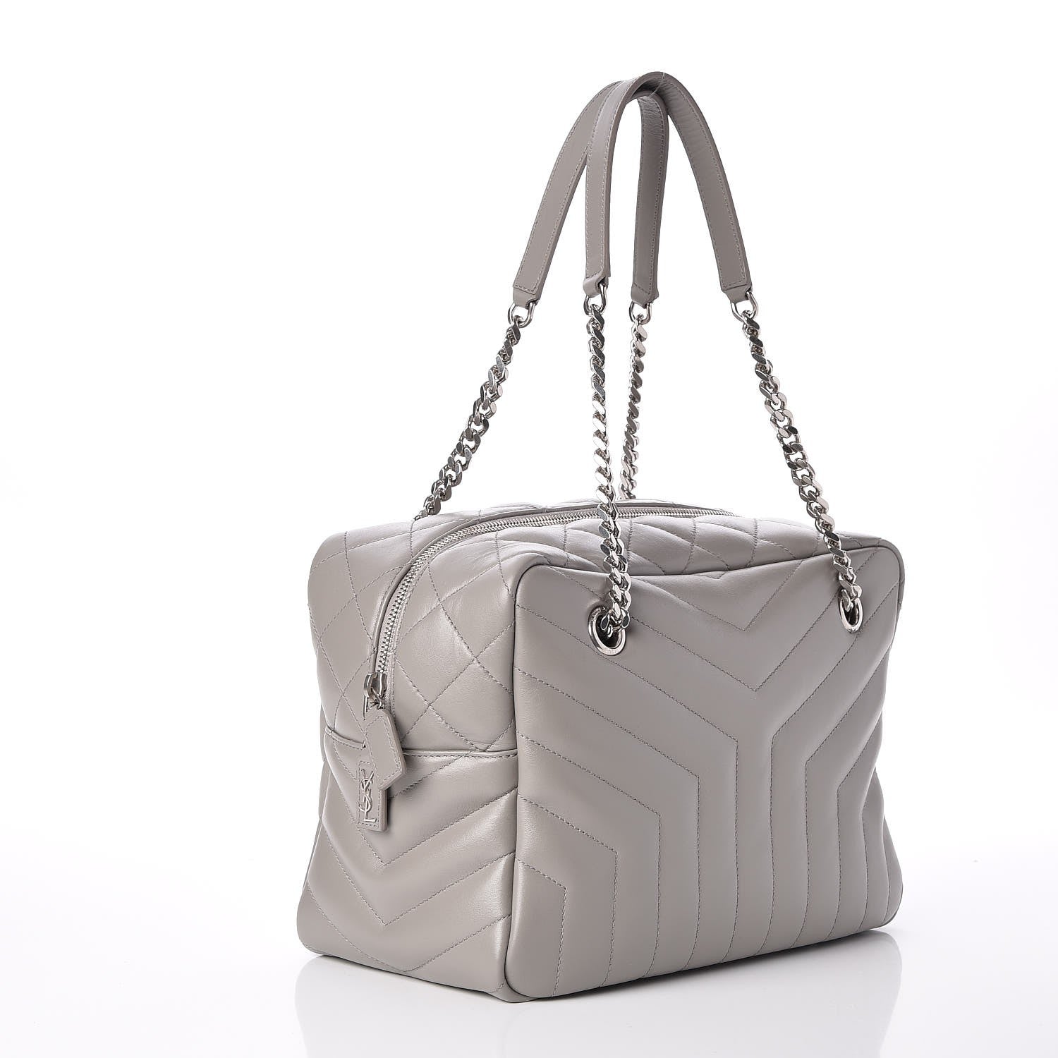 Saint Laurent Calfskin Y Quilted Monogram Loulou Bowling Bag Grey 3 of 9