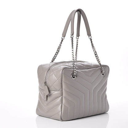 Saint Laurent Calfskin Y Quilted Monogram Loulou Bowling Bag Grey 3 of 9