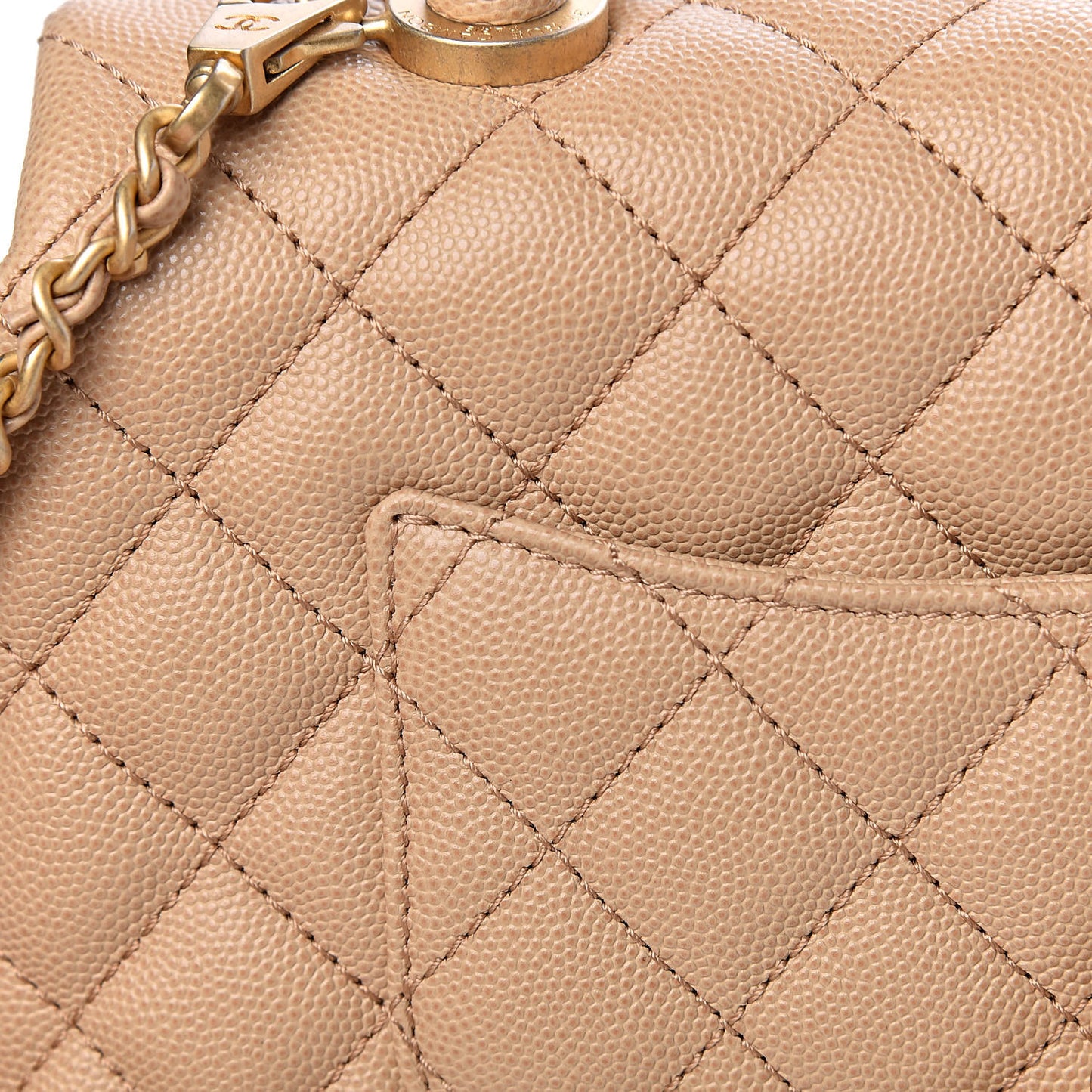 Caviar Quilted Mini Coco Handle Flap Beige