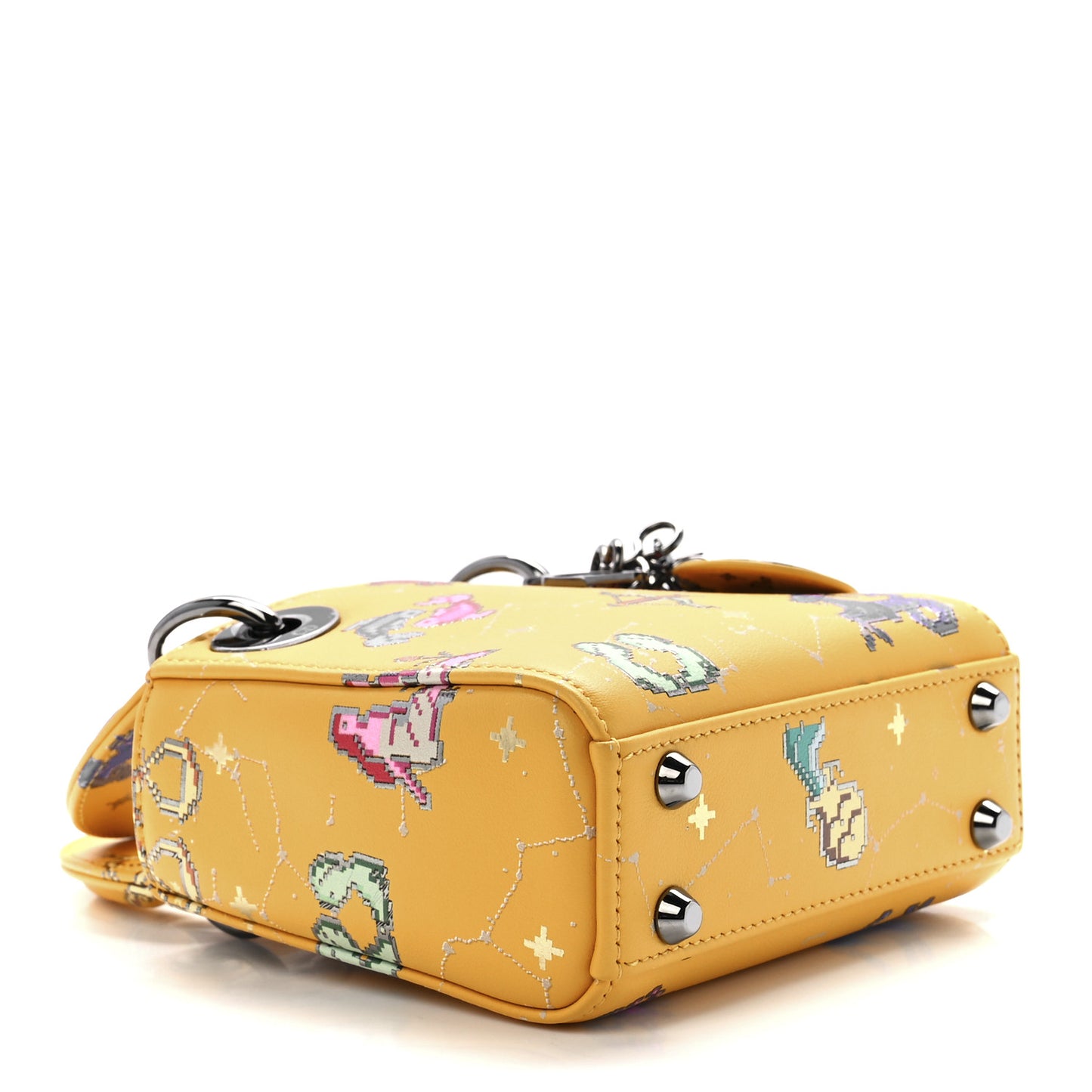 Calfskin Pixel Zodiac Micro Lady Dior Yellow Multicolor