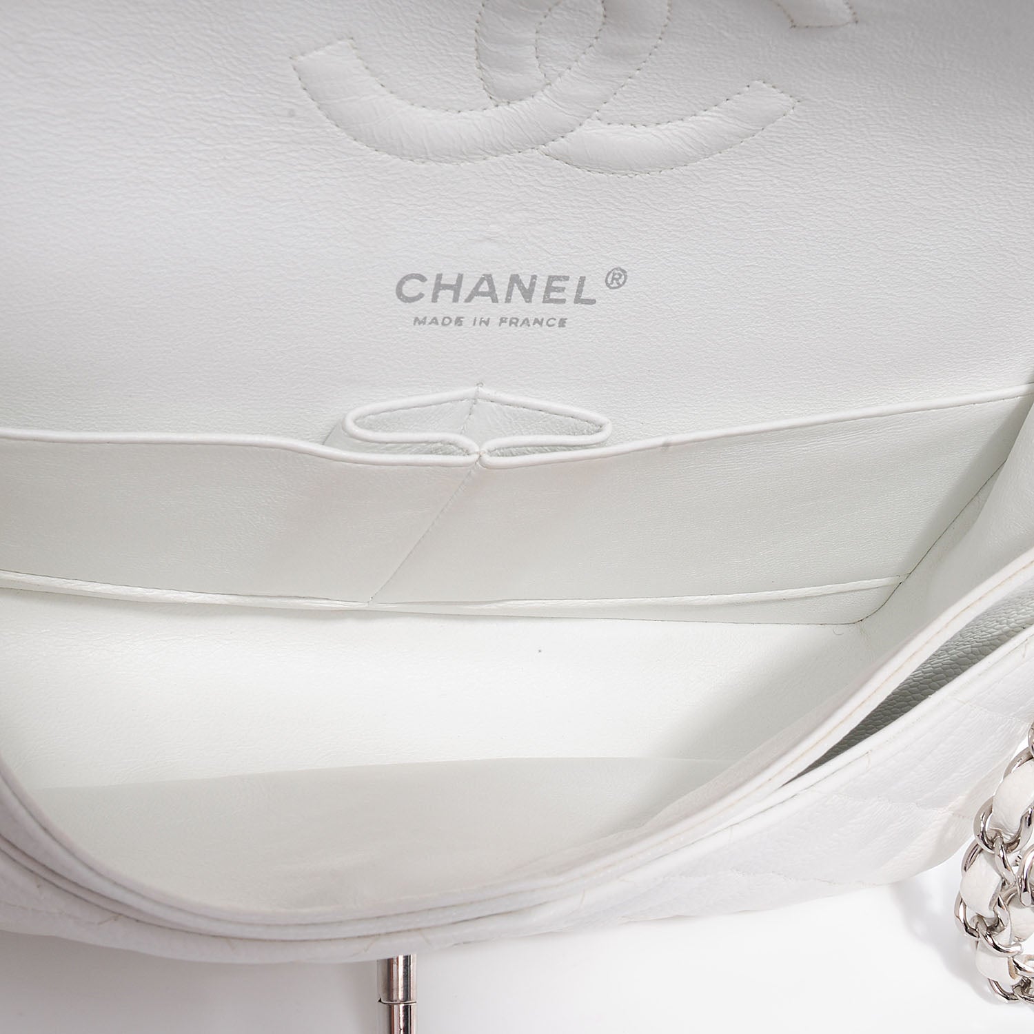 Chanel Caviar Quilted Medium Double Flap White 9 of 10