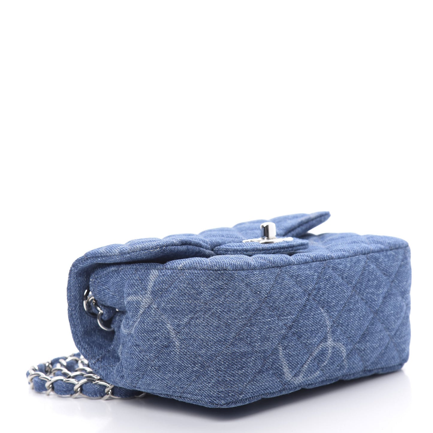 Denim CC Quilted Mini Square Flap Blue