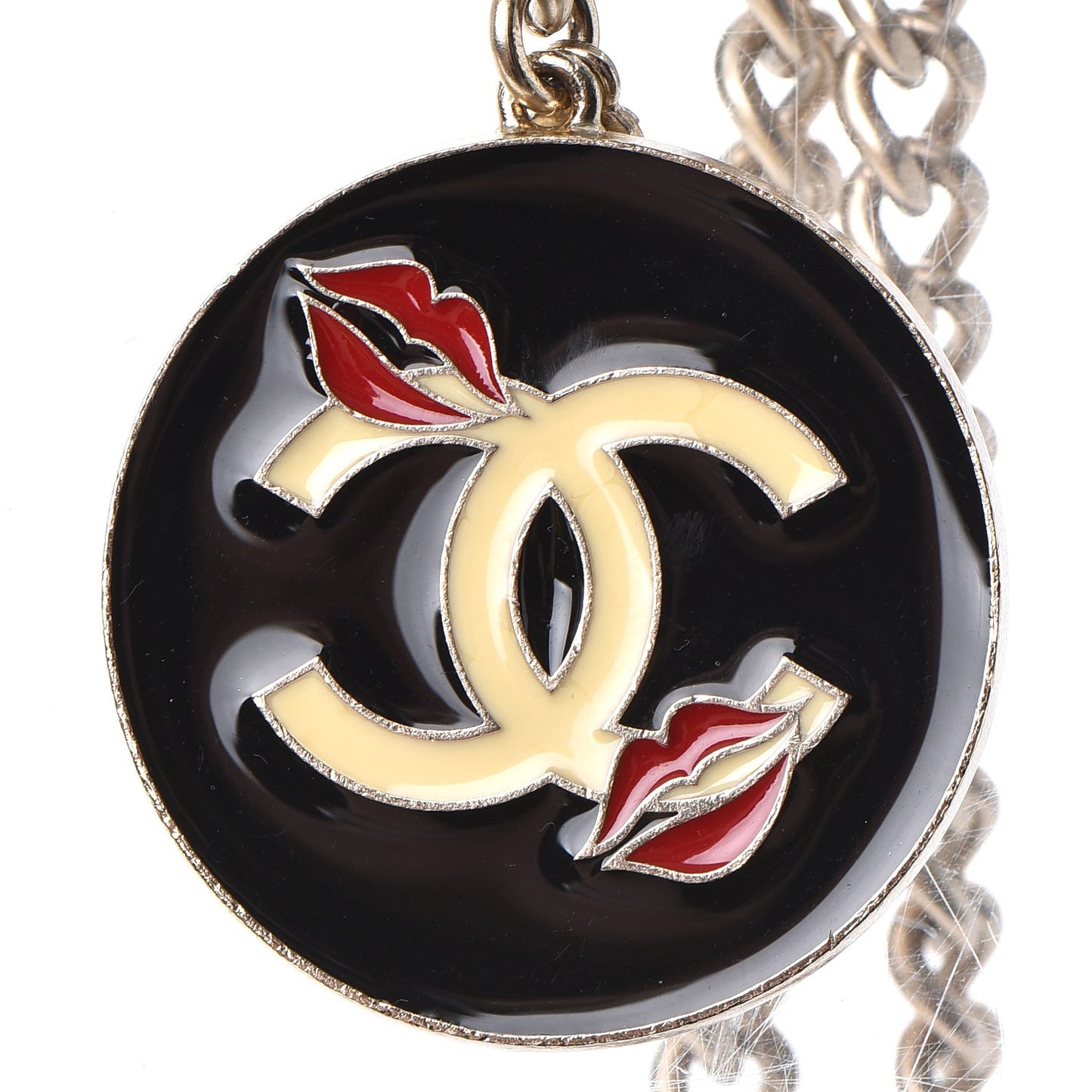 Enamel Chain Lipstick CC Kisses Belt Gold