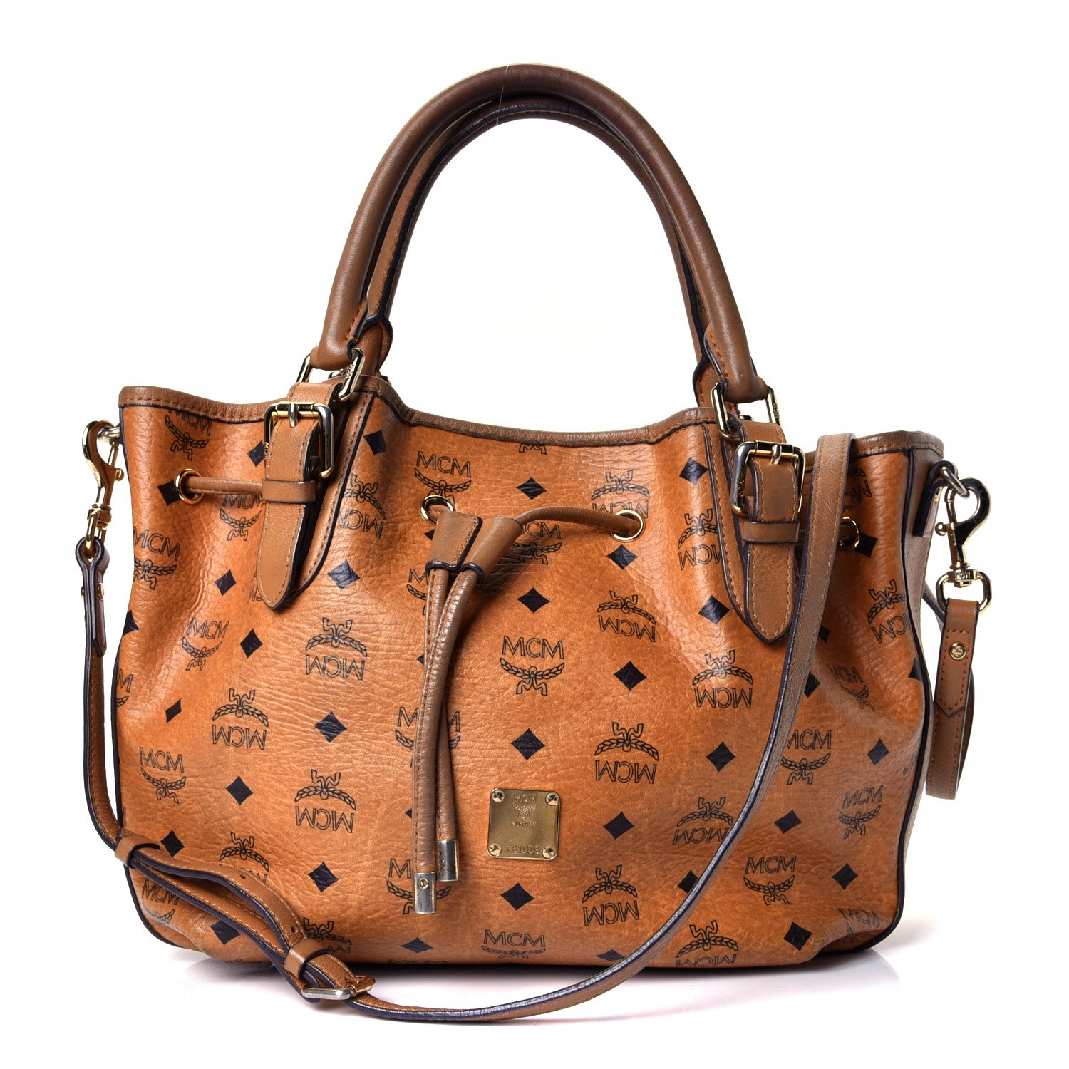 MCM Visetos Drawstring Shopper Cognac 1 of 4