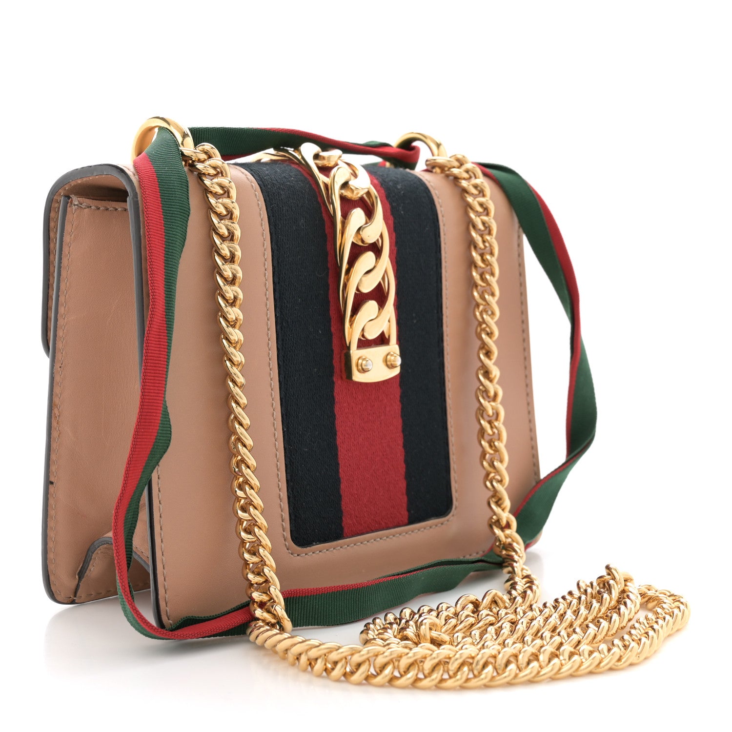 Gucci Calfskin Mini Sylvie Chain Shoulder Bag Porcelain Rose 2 of 13