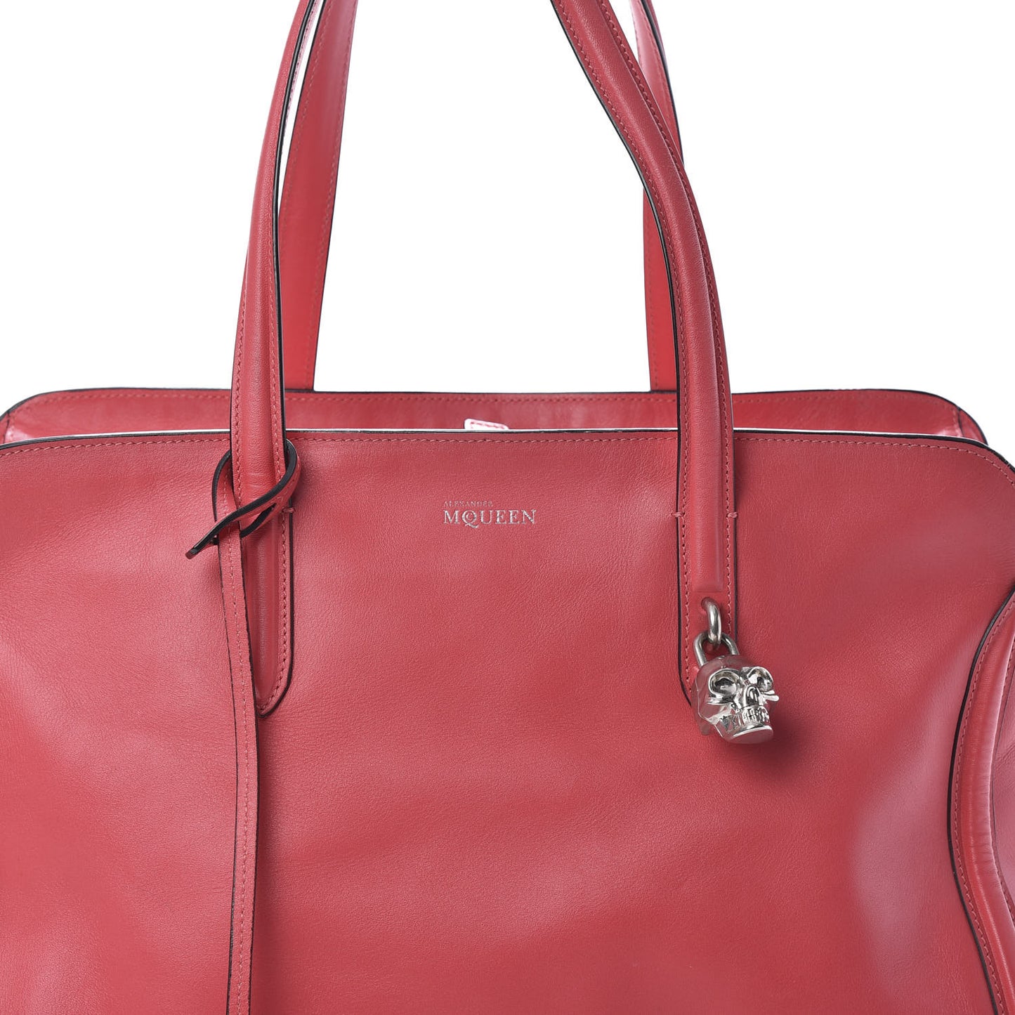 Pebbled Calfskin Large Skull Padlock Zip Around Tote Pink