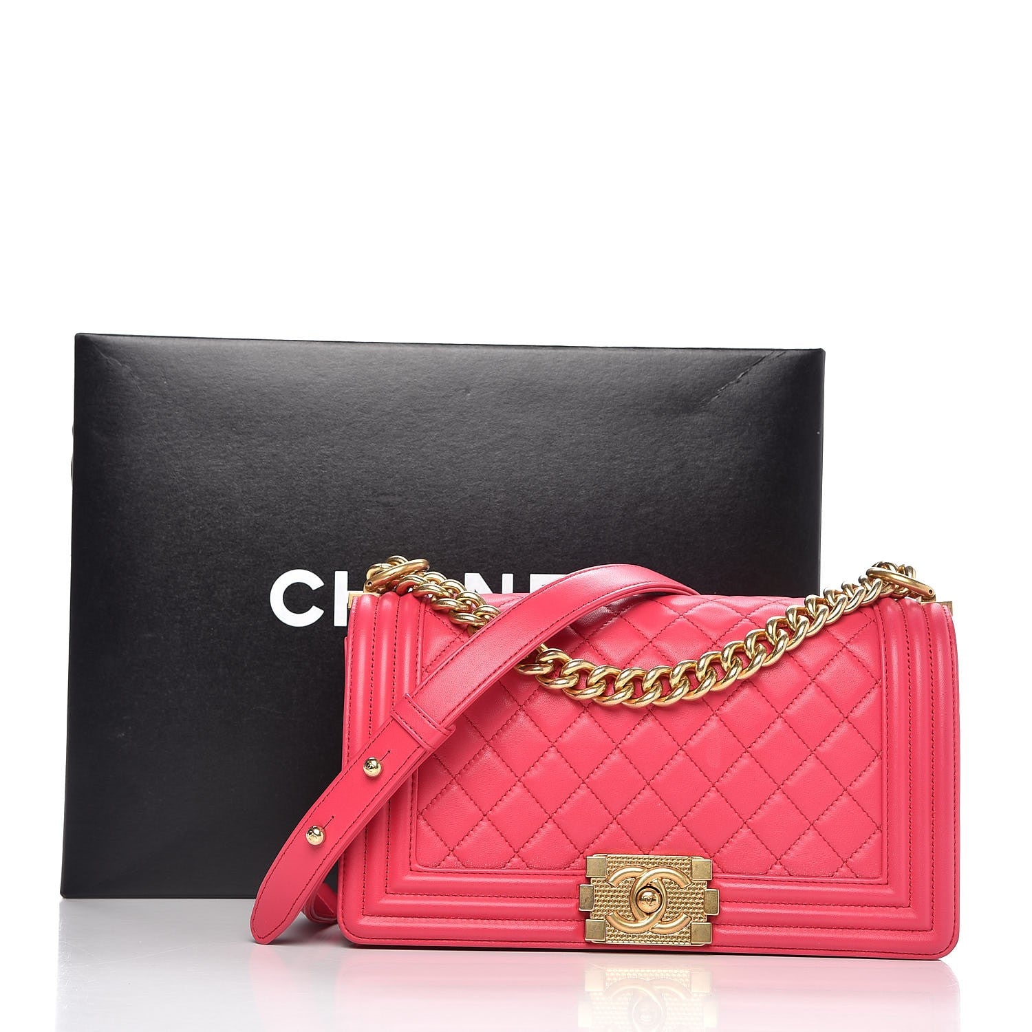 Chanel Lambskin Quilted Medium Boy Flap Fuchsia 8 of 8