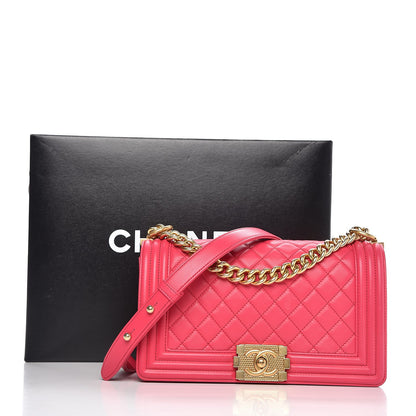 Chanel Lambskin Quilted Medium Boy Flap Fuchsia 8 of 8