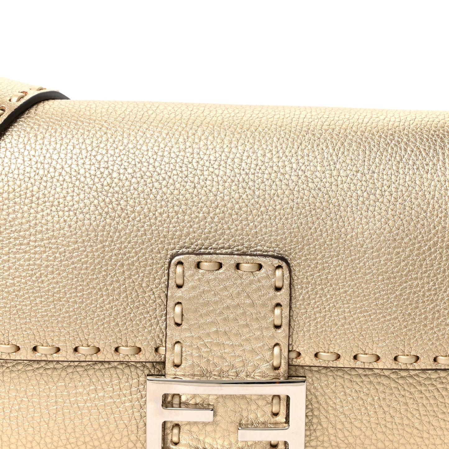 Cuoio Roma Sellerissima Nappa Sintetica Tape Stitch Baguette Platino