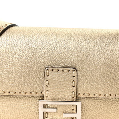 Fendi Cuoio Roma Sellerissima Nappa Sintetica Tape Stitch Baguette Platino 7 of 9