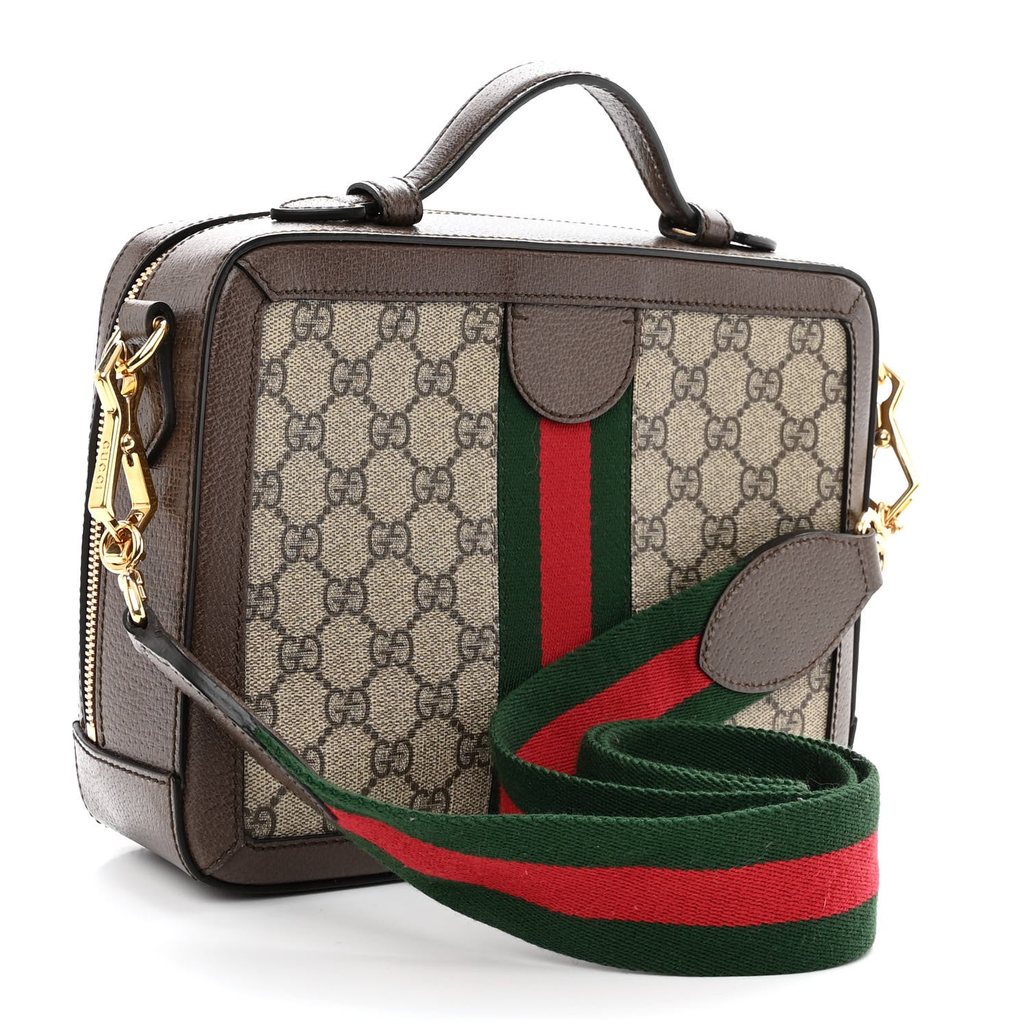 Gucci GG Supreme Monogram Web Small Ophidia Top Handle Shoulder Bag Brown 3 of 12