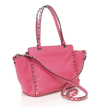 Valentino Garavani Vitello Small Rockstud Tote Fuxia Fluo 3 of 9
