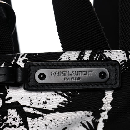 Saint Laurent Canvas Palm Tree City Backpack Black White 7 of 13