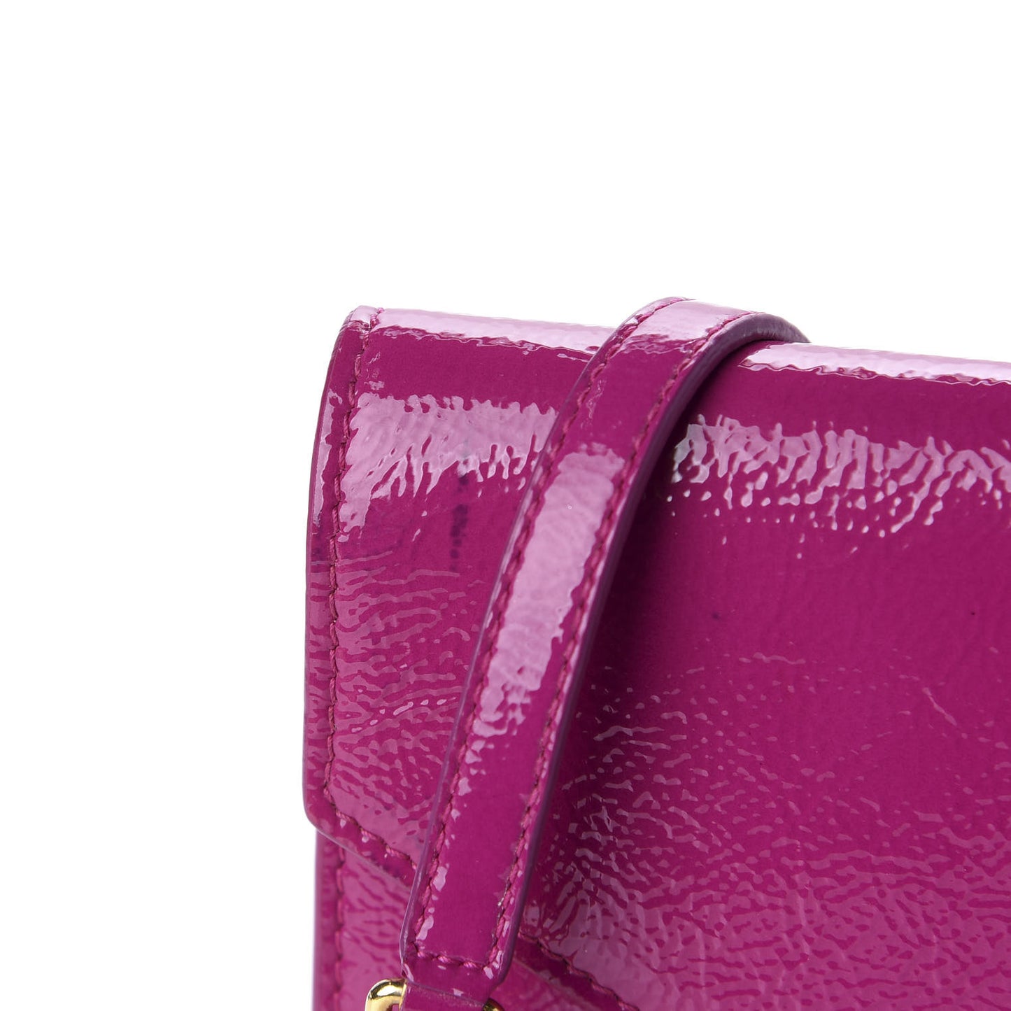 Textured Patent Monogram Envelope Chain Wallet Electric Pink