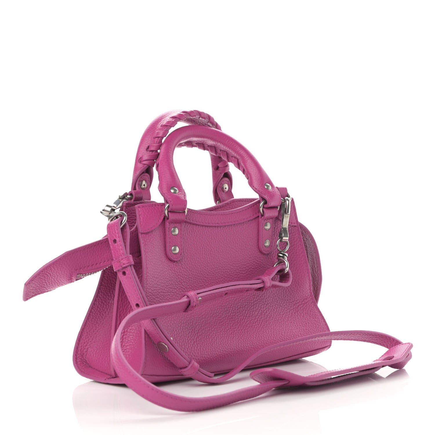 Balenciaga Grained Calfskin Neo Classic Silver Hardware Mini City Fuchsia 3 of 13