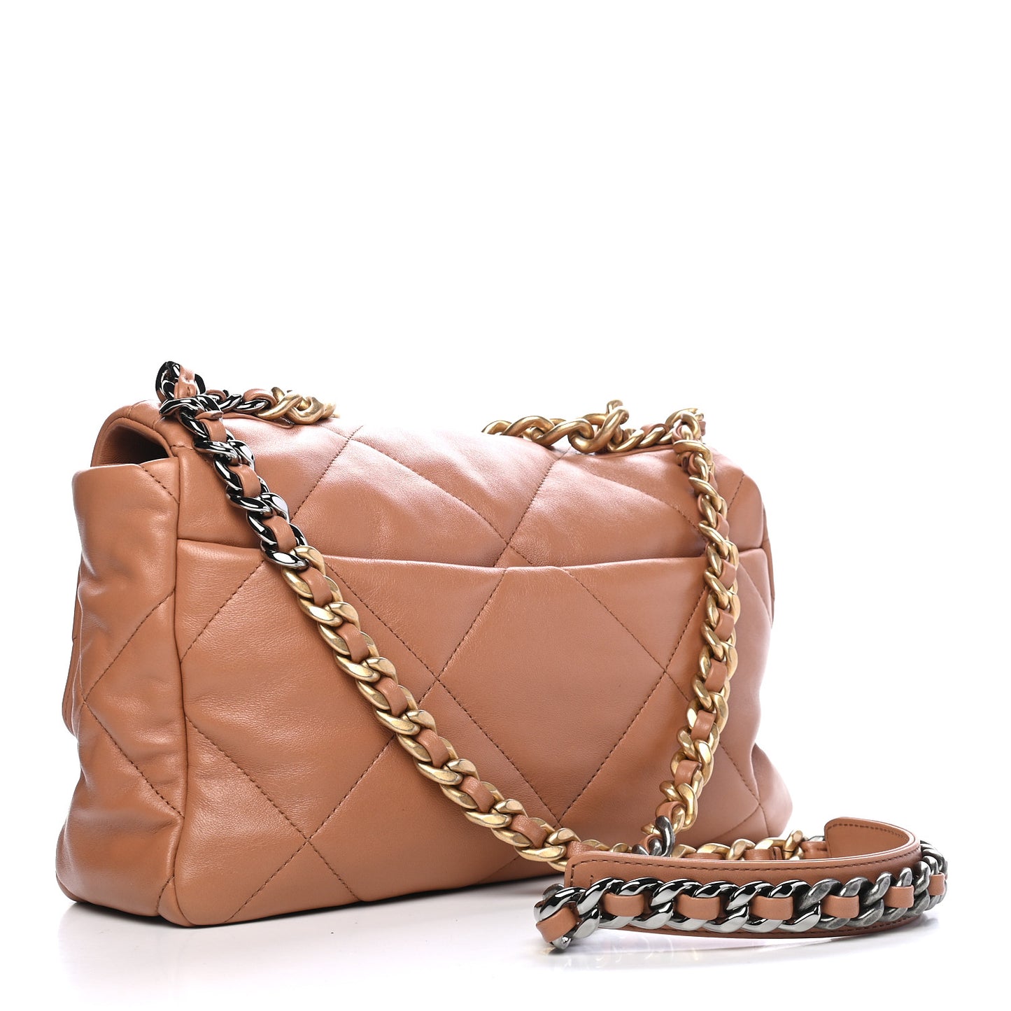 Lambskin Quilted Large Chanel 19 Flap Brown