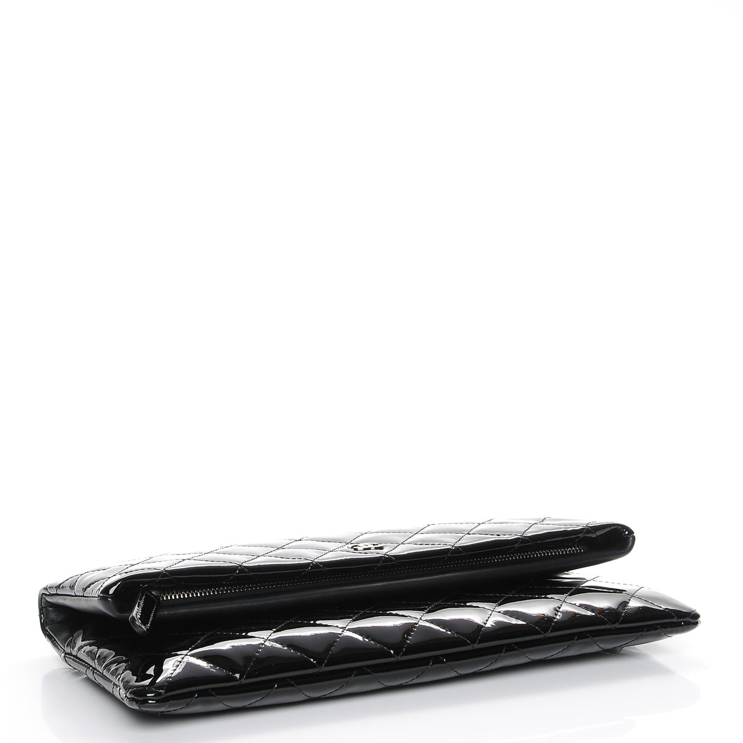 Patent Calfskin Quilted Beauty CC Clutch Black