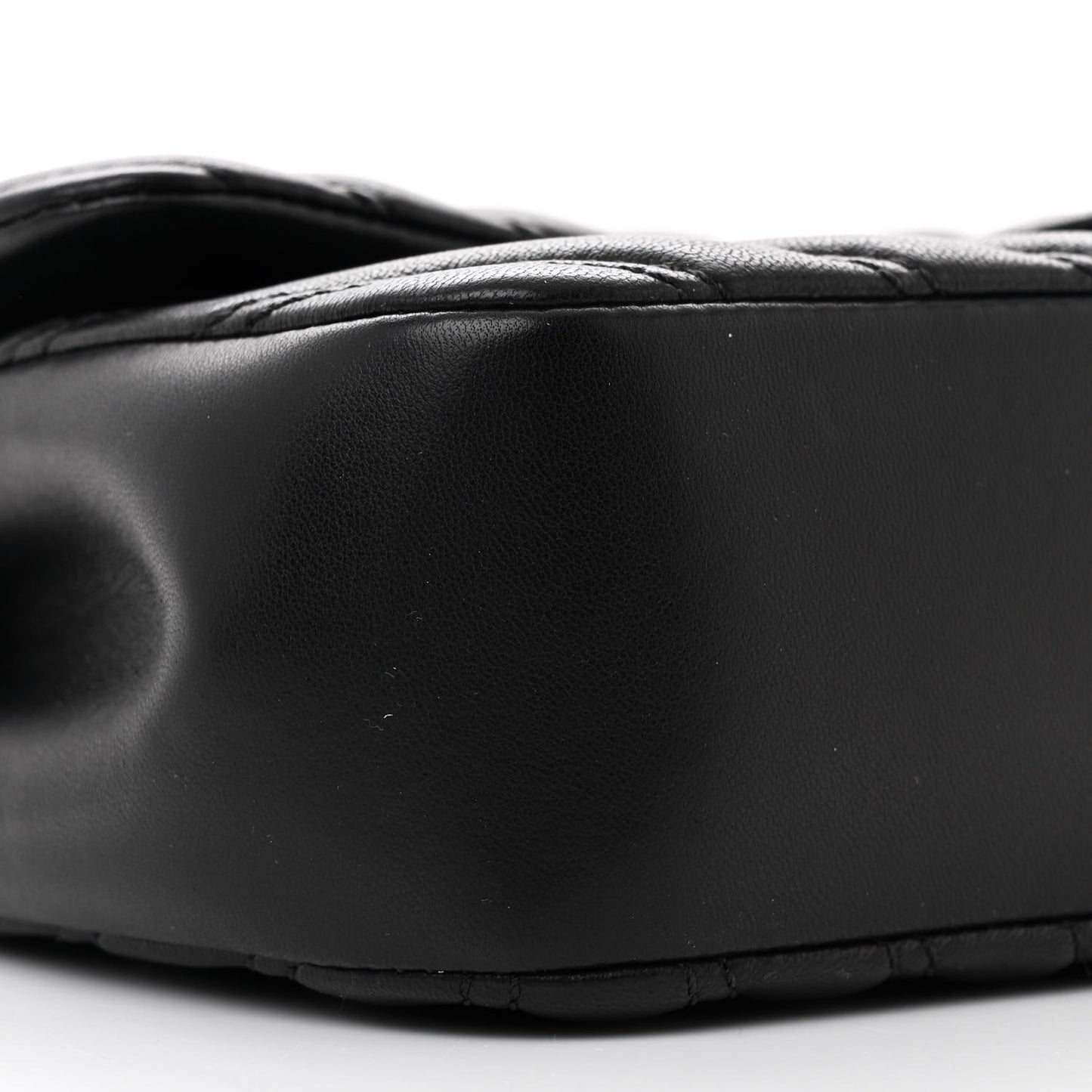 Lambskin Chevron Quilted Double Stitch Medium Single Flap Black