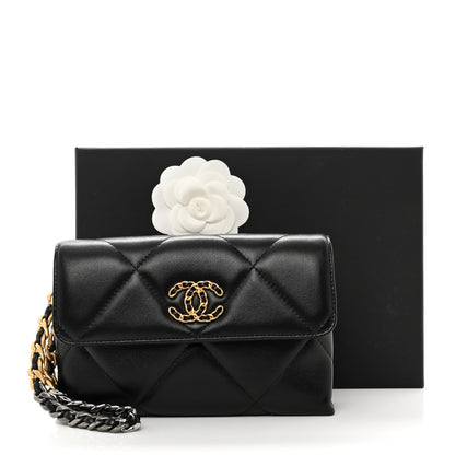 Chanel Lambskin Quilted 19 Flap Clutch Black 12 of 12