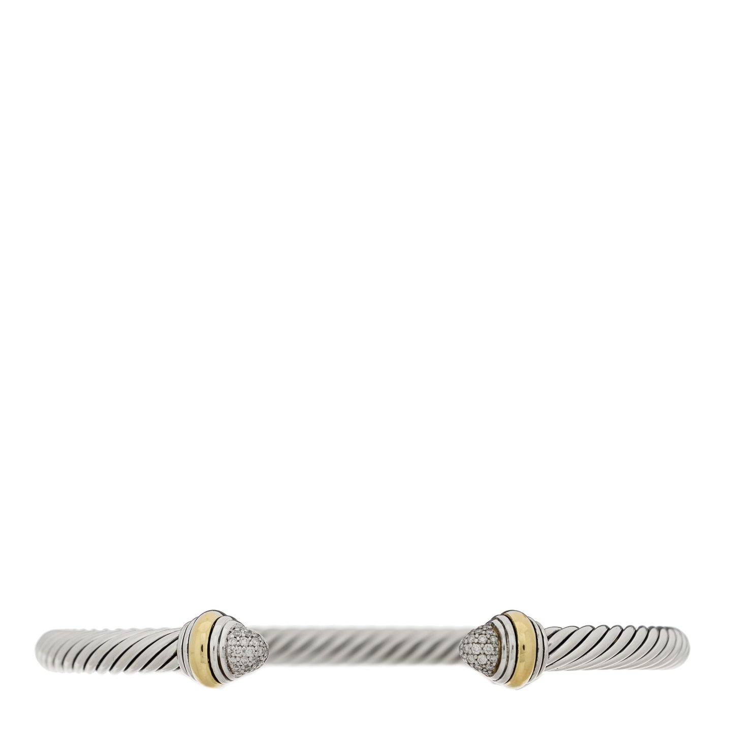 Sterling Silver 14K Yellow Gold Diamond 5mm Cable Classics Bracelet