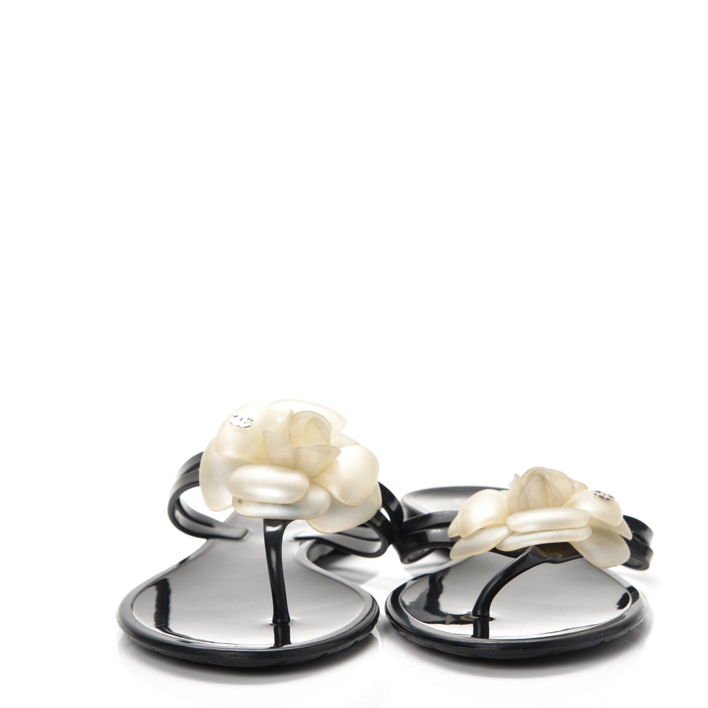 Jelly Camellia Thong Sandals 39 Black Ivory