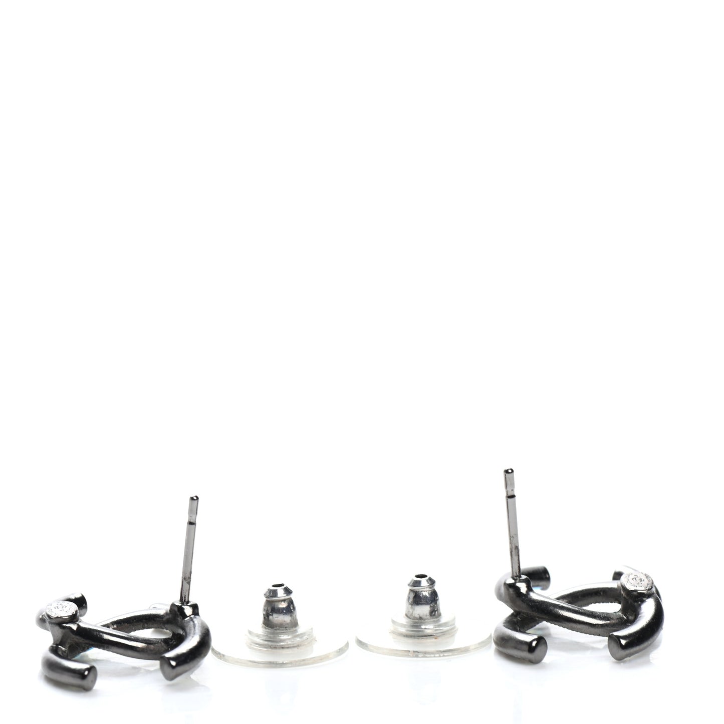 Crystal Baguette CC Earrings Ruthenium