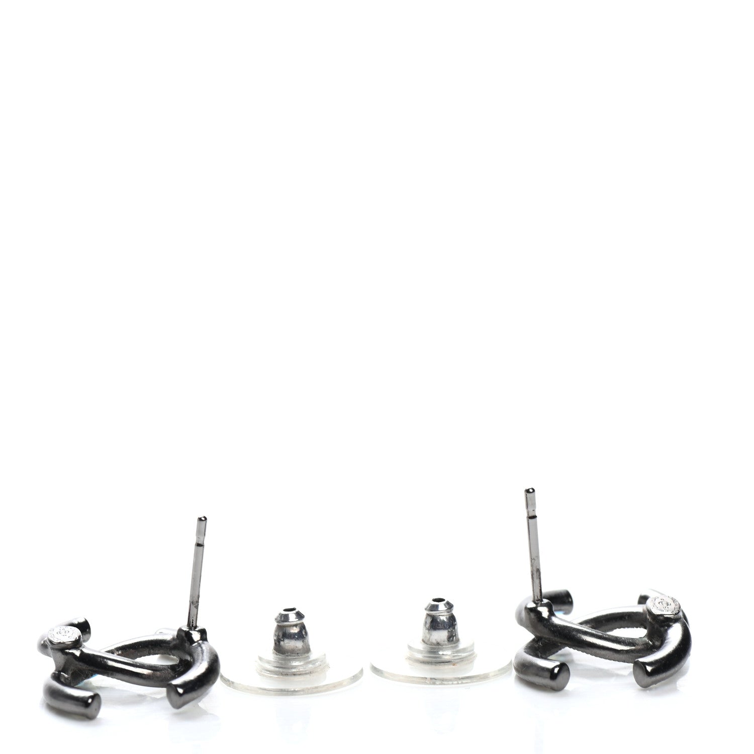 Chanel Crystal Baguette CC Earrings Ruthenium 3 of 4