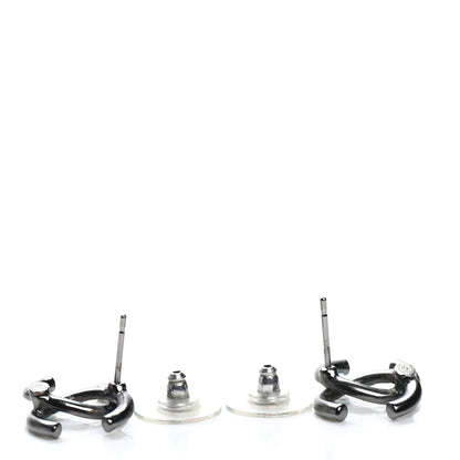 Chanel Crystal Baguette CC Earrings Ruthenium 3 of 4