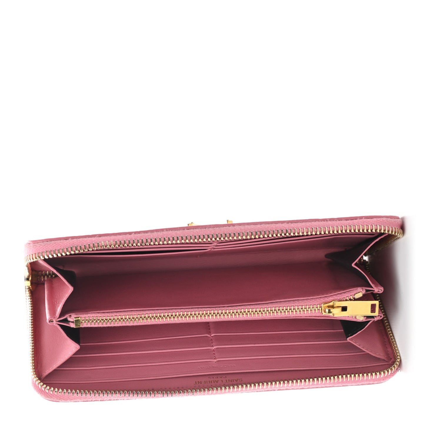 Calfskin Crocodile Embossed Monogram Zip Around Wallet Pink