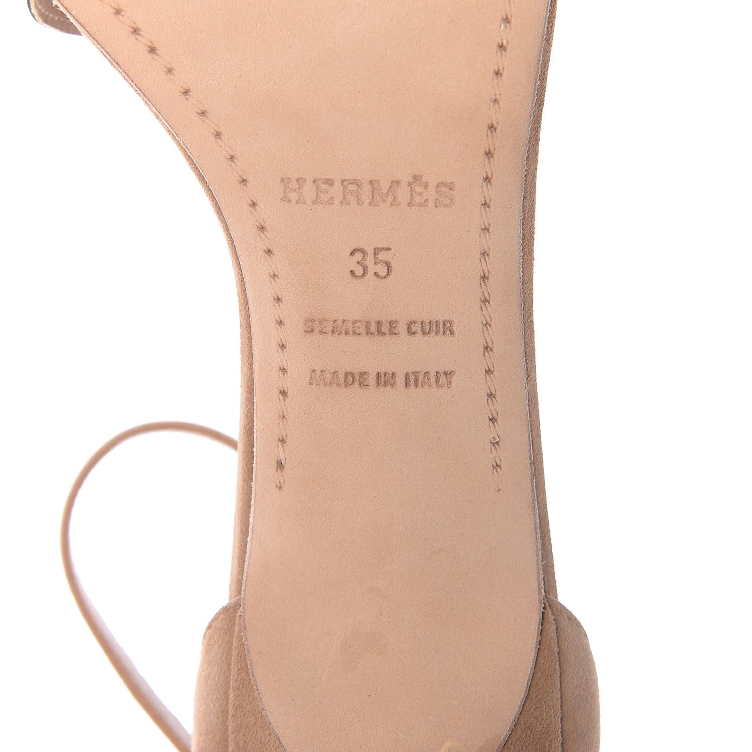 Hermes Metallic Epsom Velvet Goatskin Premiere 70 Sandals 35 Argent Beige Paille 9 of 11