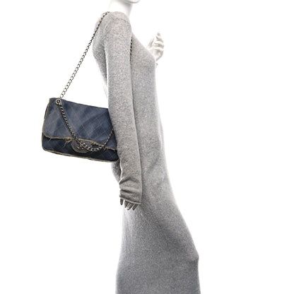 Chanel Denim Quilted Jumbo Pompom Flap Dark Blue 2 of 13