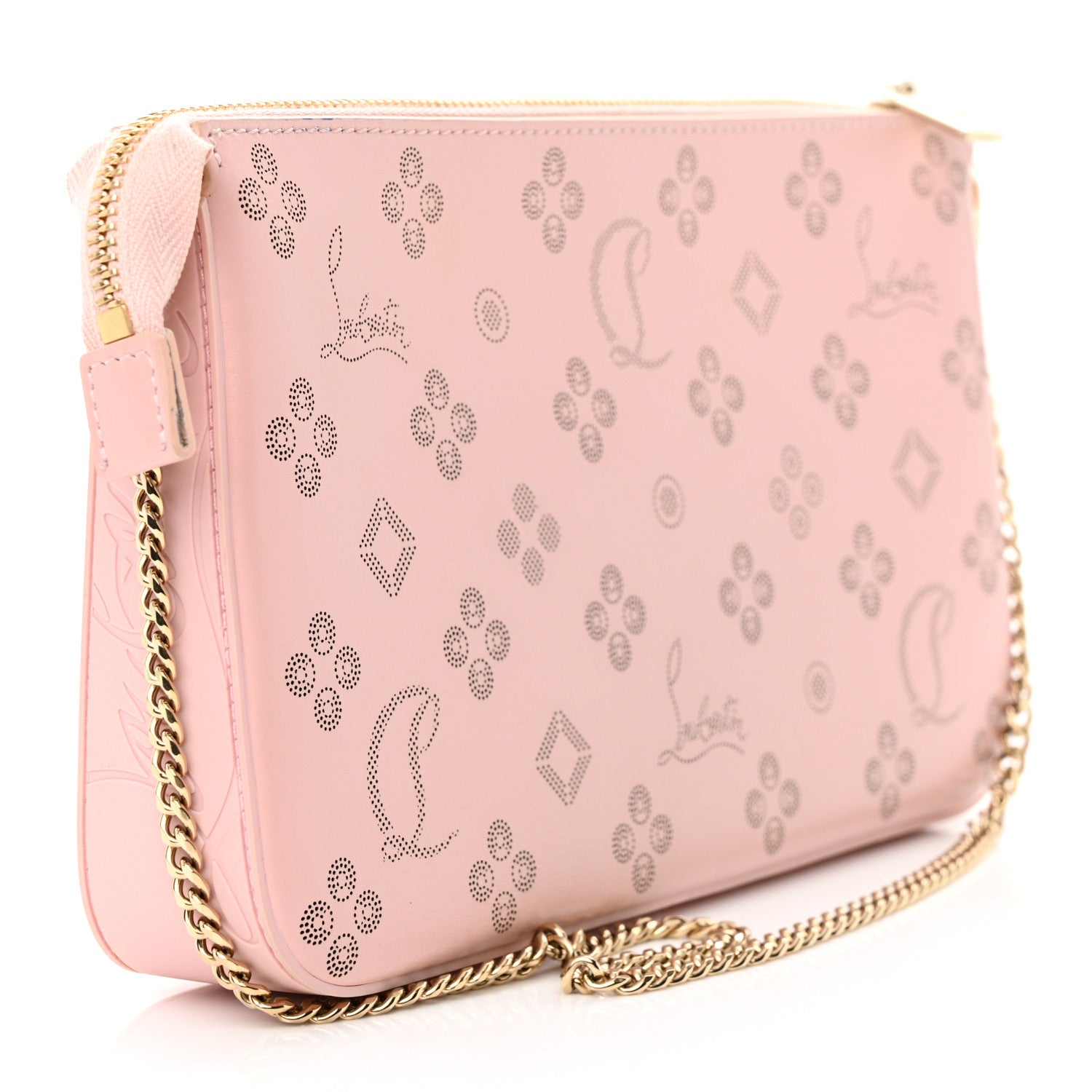 Christian Louboutin Calfskin Loubinthesky Perforated Shoulder Bag Pink 3 of 11