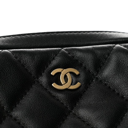 Chanel Lambskin Quilted Small Curvy Pouch Cosmetic Case Black 8 of 8