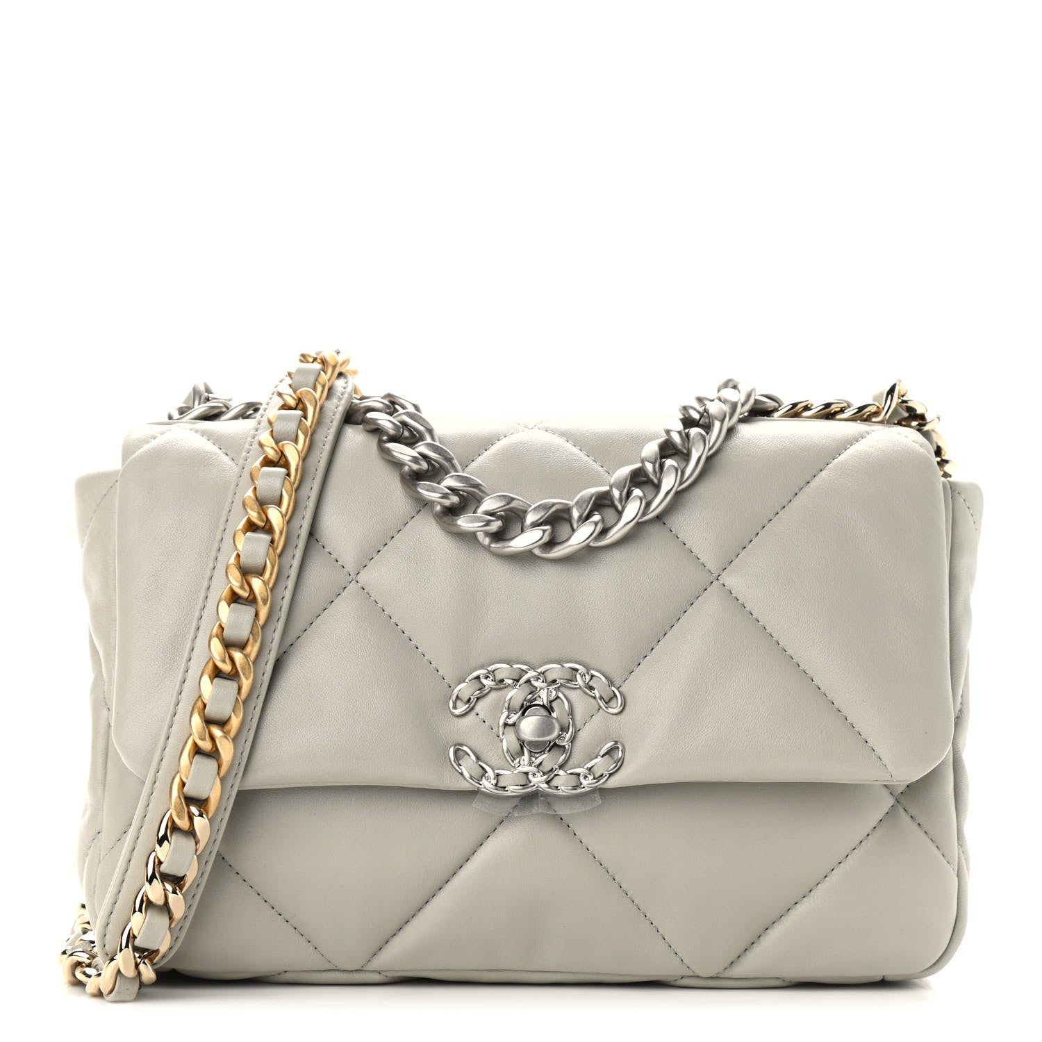 Chanel Lambskin Quilted Medium Chanel 19 Flap Grey 1 of 9
