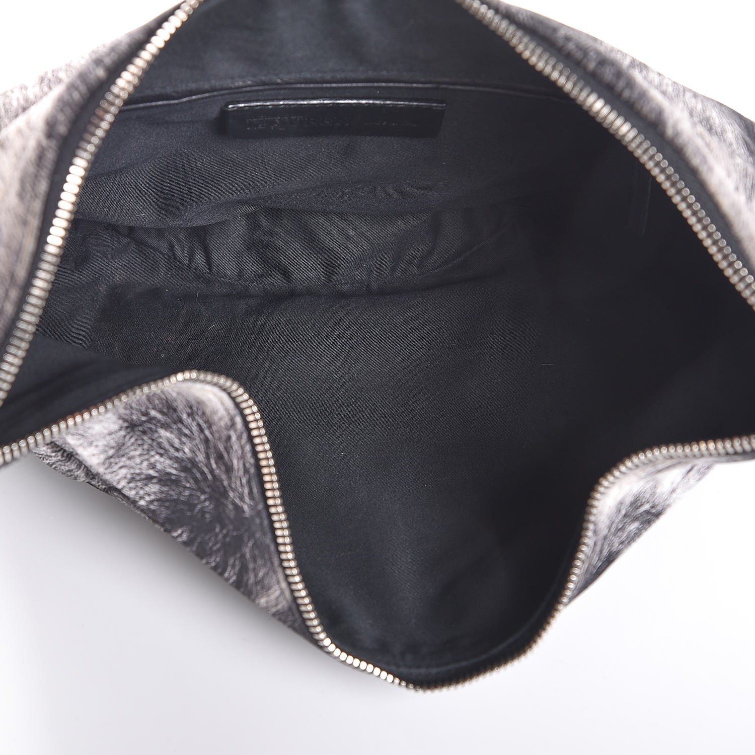 Alexander McQueen Silk Fur Print De Manta Clutch Black Grey 5 of 7