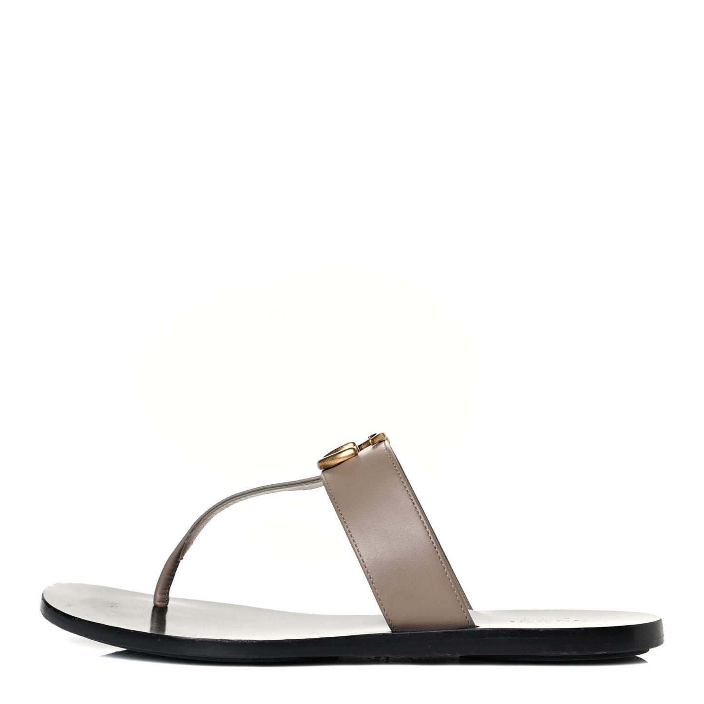 Calfskin GG Marmont Thong Sandals 38 Taupe