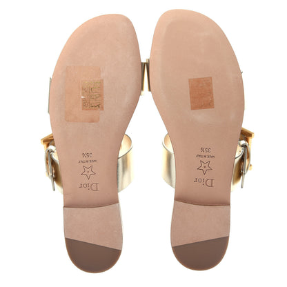 Christian Dior Laminated Calfskin D-Dior Slide Sandals 35.5 Pale Gold 6 of 11