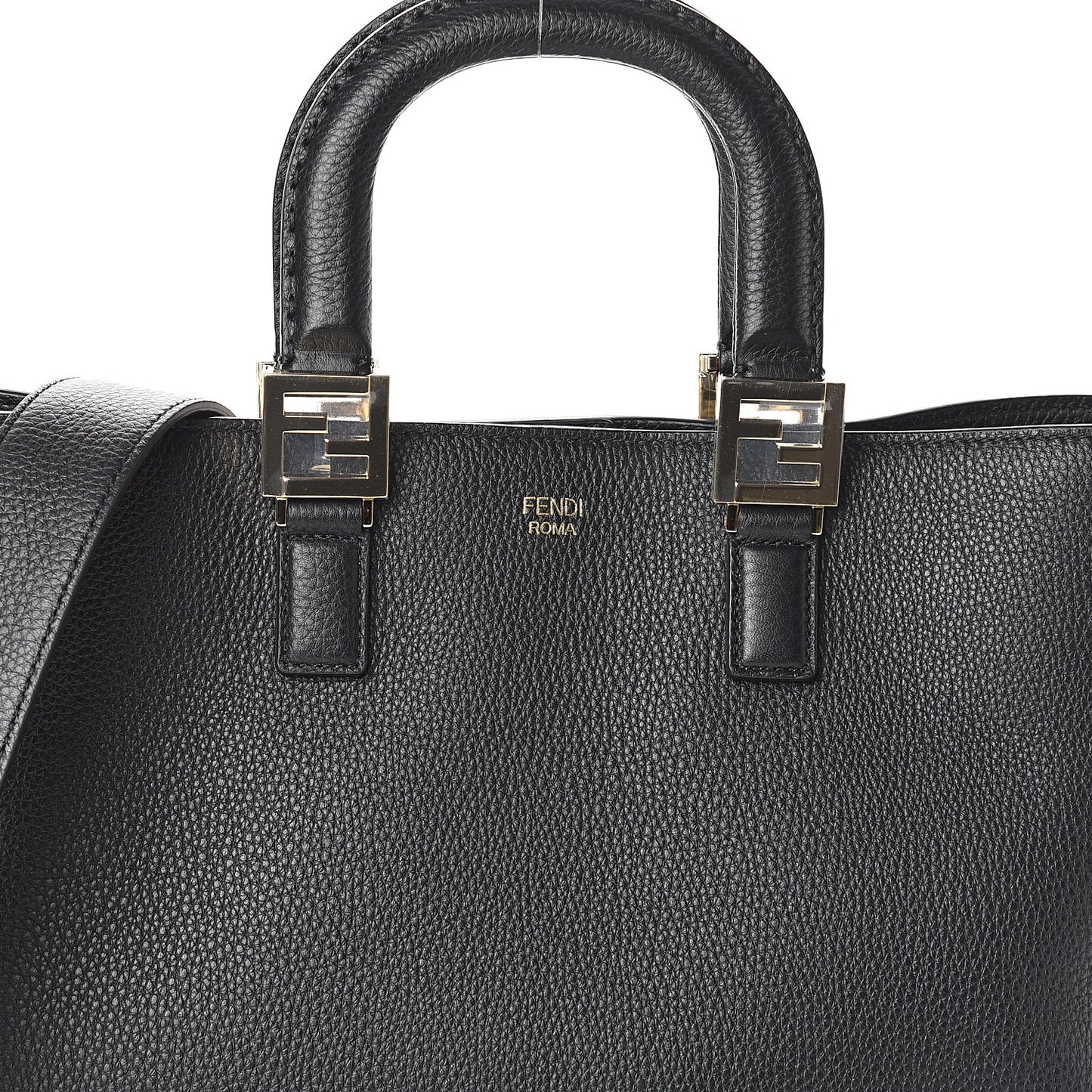 Cuoio Romano Selleria Medium FF Tote Black