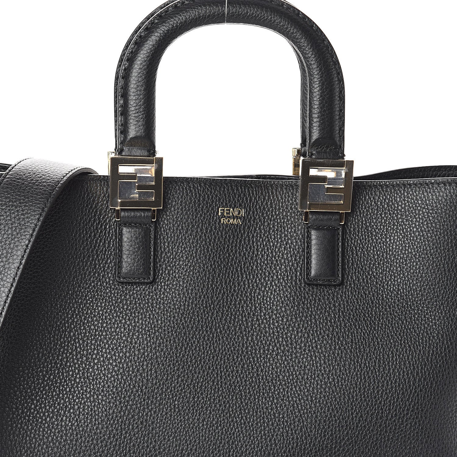 Fendi Cuoio Romano Selleria Medium FF Tote Black 6 of 8