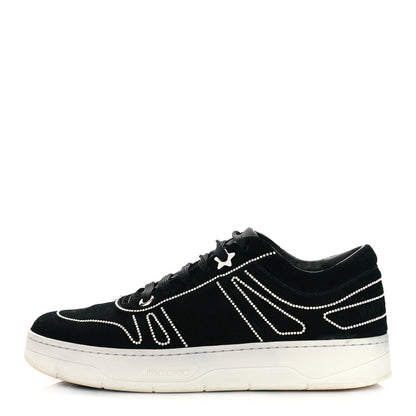 Jimmy Choo Suede Studded Hawaii Low Top Sneakers 41 Black 1 of 9