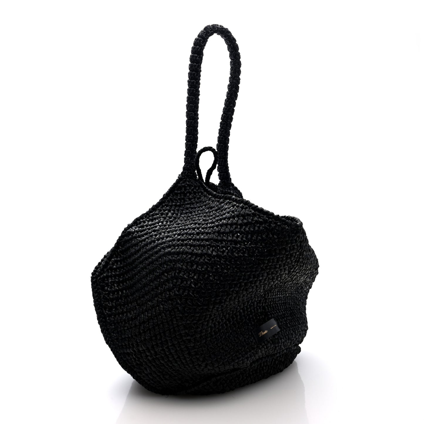 Raffia Medium Lotus Tote Black