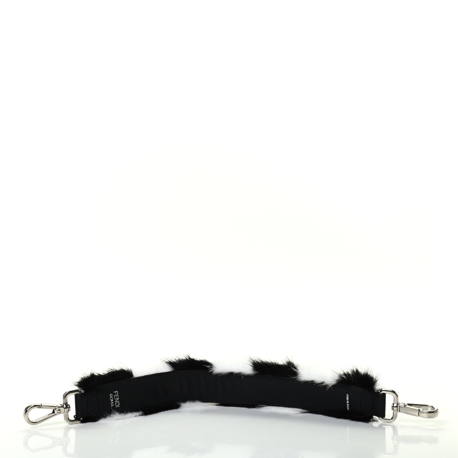 Fendi Mink Fur Vitello Dolce Pequin Mini Strap You Black White 2 of 4