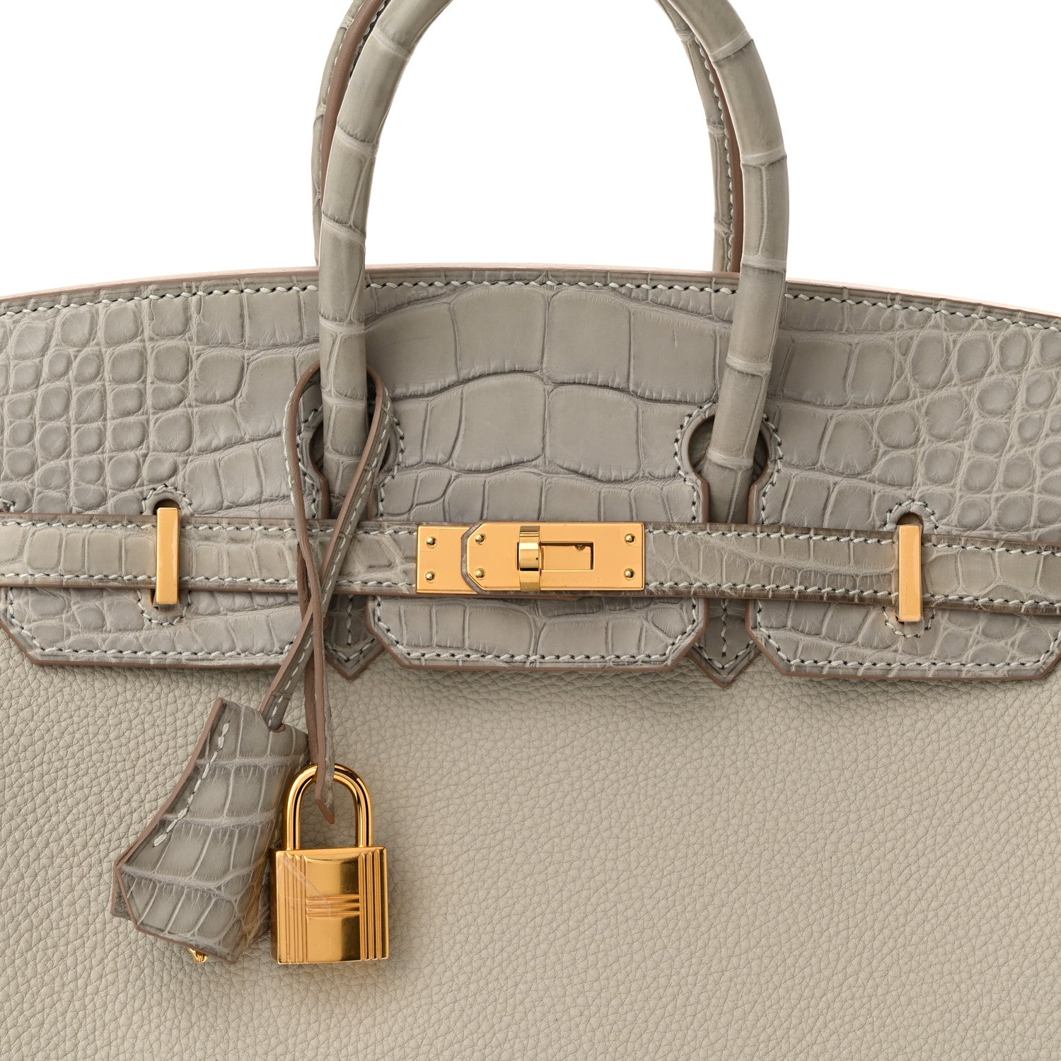 Hermes Togo Matte Alligator Birkin Touch 25 Gris Perle 8 of 11