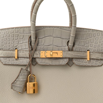 Hermes Togo Matte Alligator Birkin Touch 25 Gris Perle 8 of 11