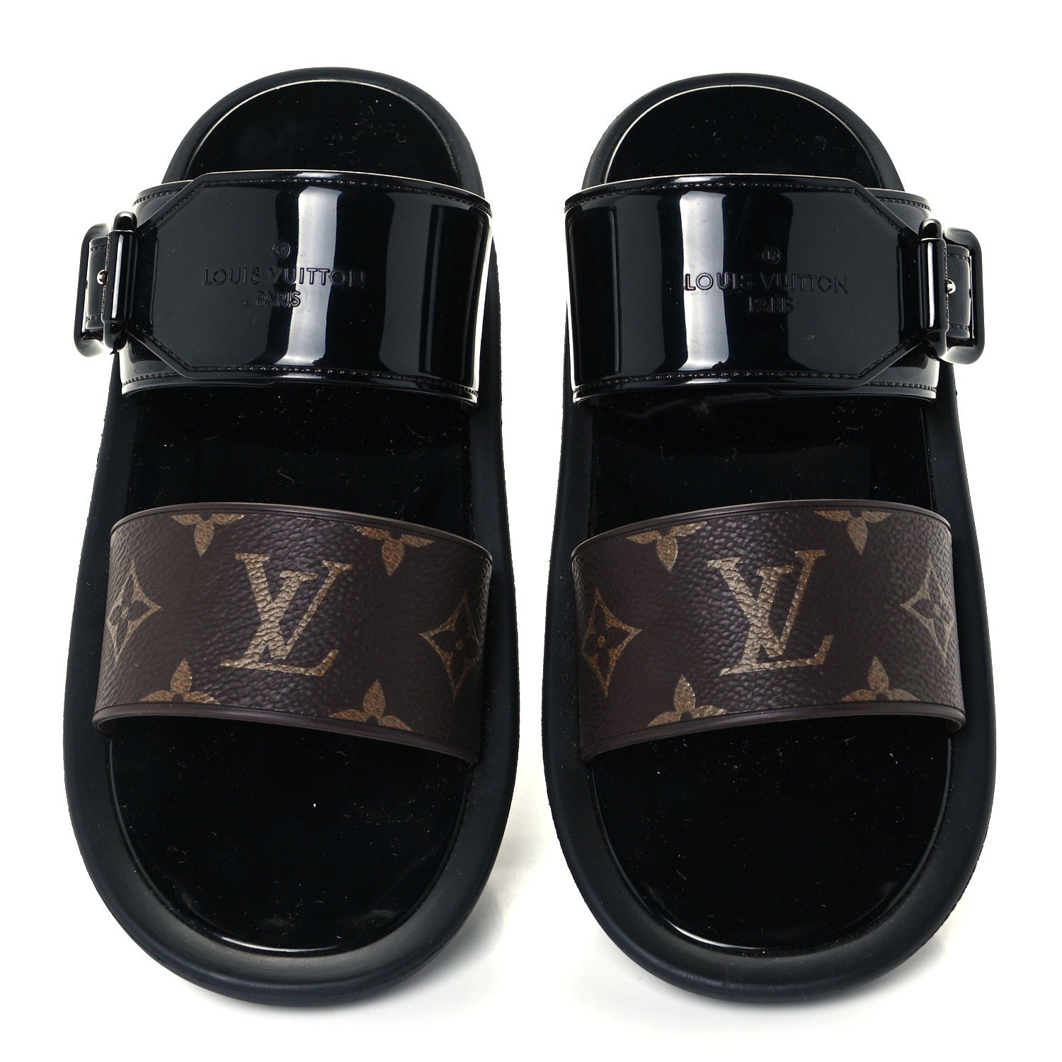 Louis Vuitton Monogram Sunbath Flat Mule Sandals 36 Black 5 of 11