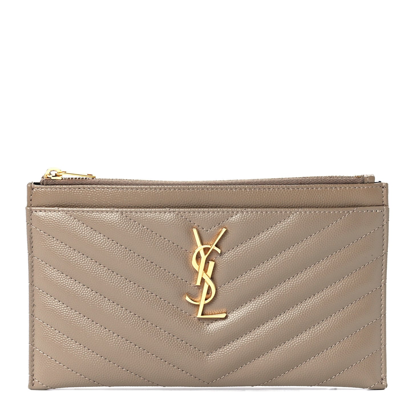 Grain De Poudre Chevron Monogram Bill Pouch Dusty Grey