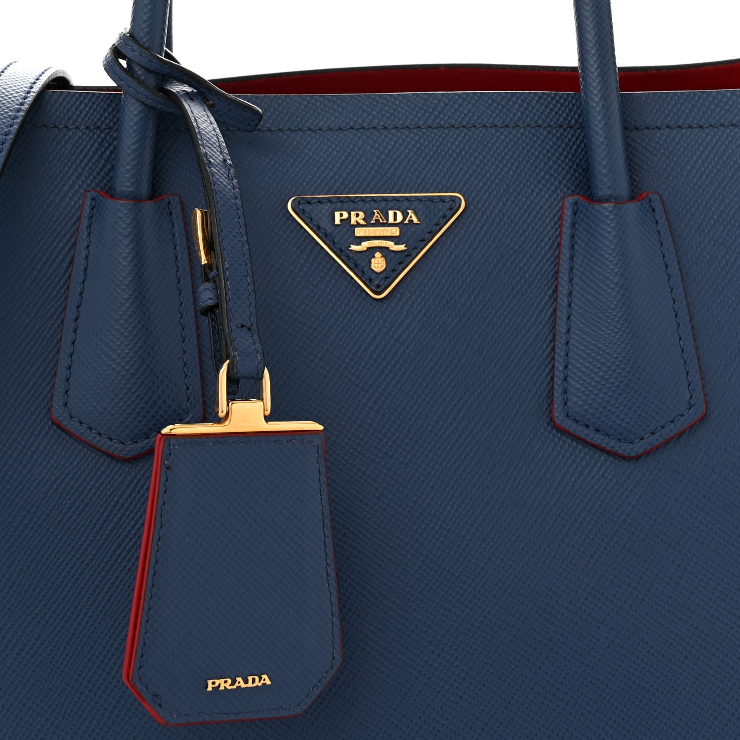 Prada Saffiano Cuir Large Double Bag Bleuette 7 of 11