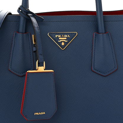 Prada Saffiano Cuir Large Double Bag Bleuette 7 of 11